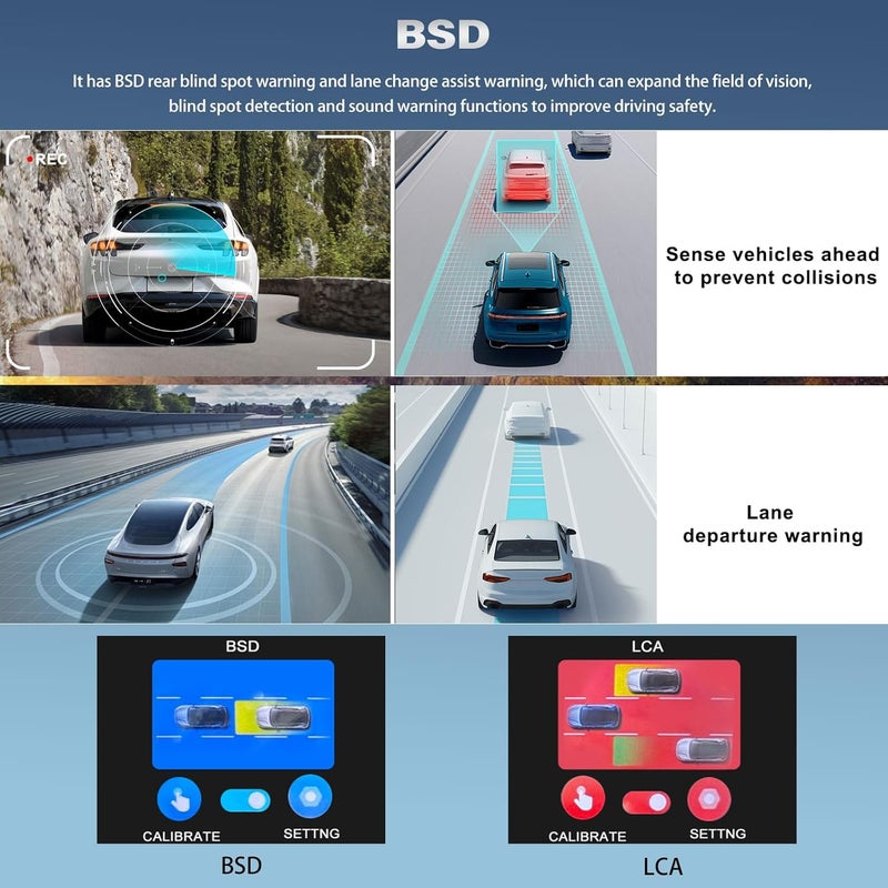 SIXTOP 4K Mirror Dash Cam, Front and Rear View Dual Cameras with 64G Card GPS BSD 9.66 inch HD Rear View Mirror Camera for Cars WiFi App Control Night Vision G Sensor Loop Recording Parking Monitoring - Image 4